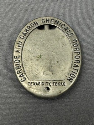 Antique Employee Picture Badge Carbide And Carbon Chemicals Corp Texas City, TX