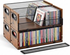 4 Pcs Wooden CD Storage Box Holder Racks Retro Cassette Tape Display Stand