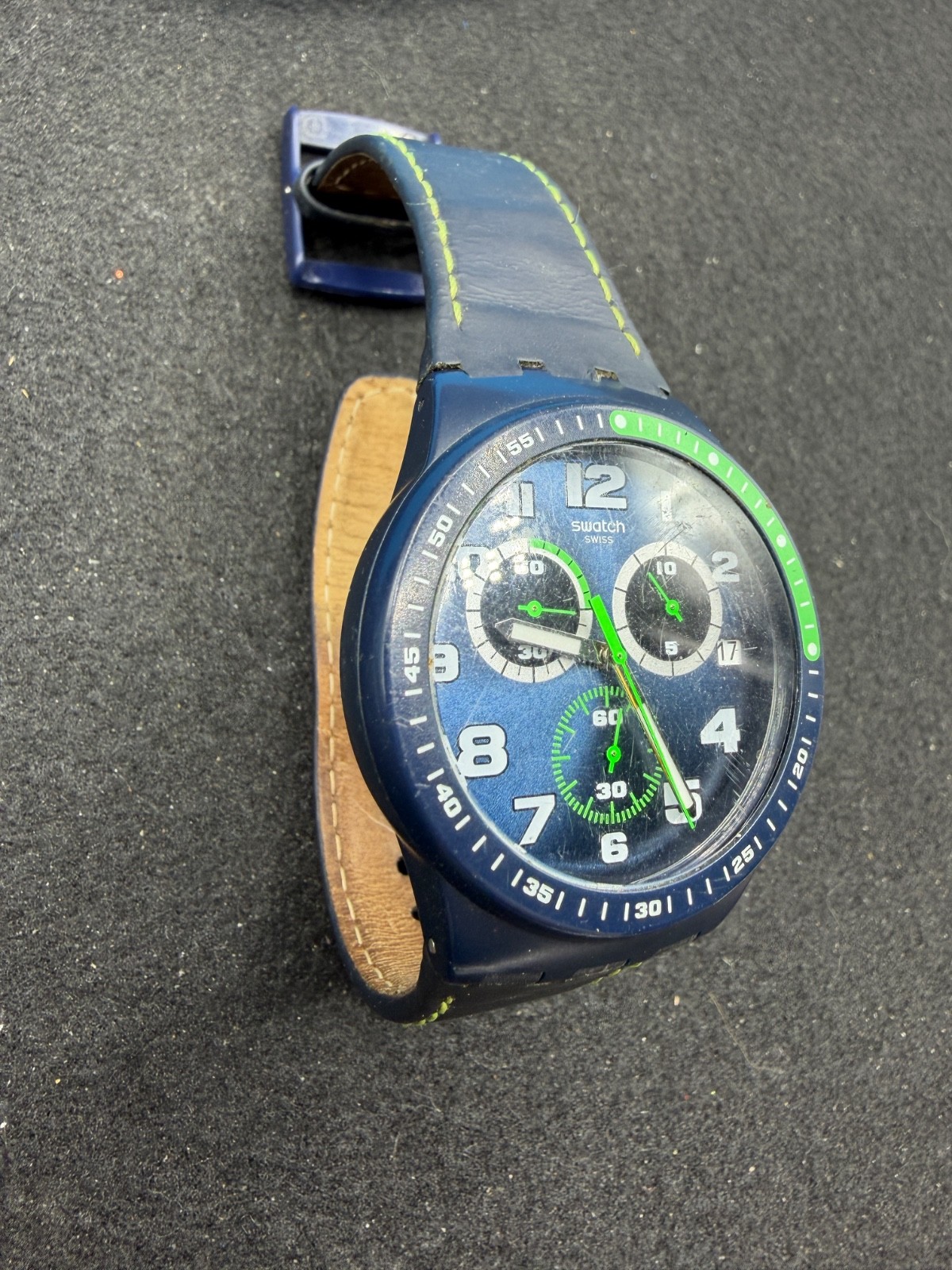 Swatch watch chronograph green & black~Working