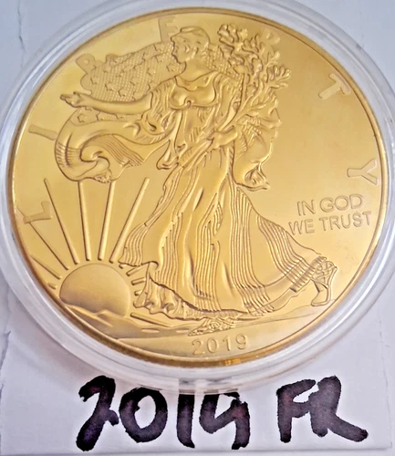 2 Each: 2019 St. Gaudens w/ Eagle Gold Plated US COPY Coin 40mm