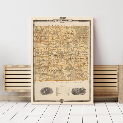 Old Map of Appanoose County, IA 1875 - Vintage Iowa Art - Picture 3 of 29