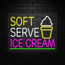 Soft Serve Ice Cream Sign for Retail Displays | LED Flex Neon |31"W x 24"H x 1"D