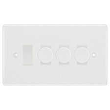 BG Nexus White Moulded 4G Switch 3x Trailing Edge Dimmer 1x Intermediate Switch