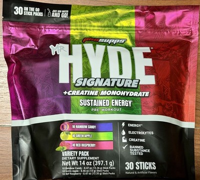 Mr. HYDE Signature Pre-Workout Creatine Monohydrate,30 Individual Serving Sticks