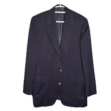 Vtg Polo RALPH LAUREN Navy Blue Wool Blazer Jacket Gold Helmet Buttons 42L