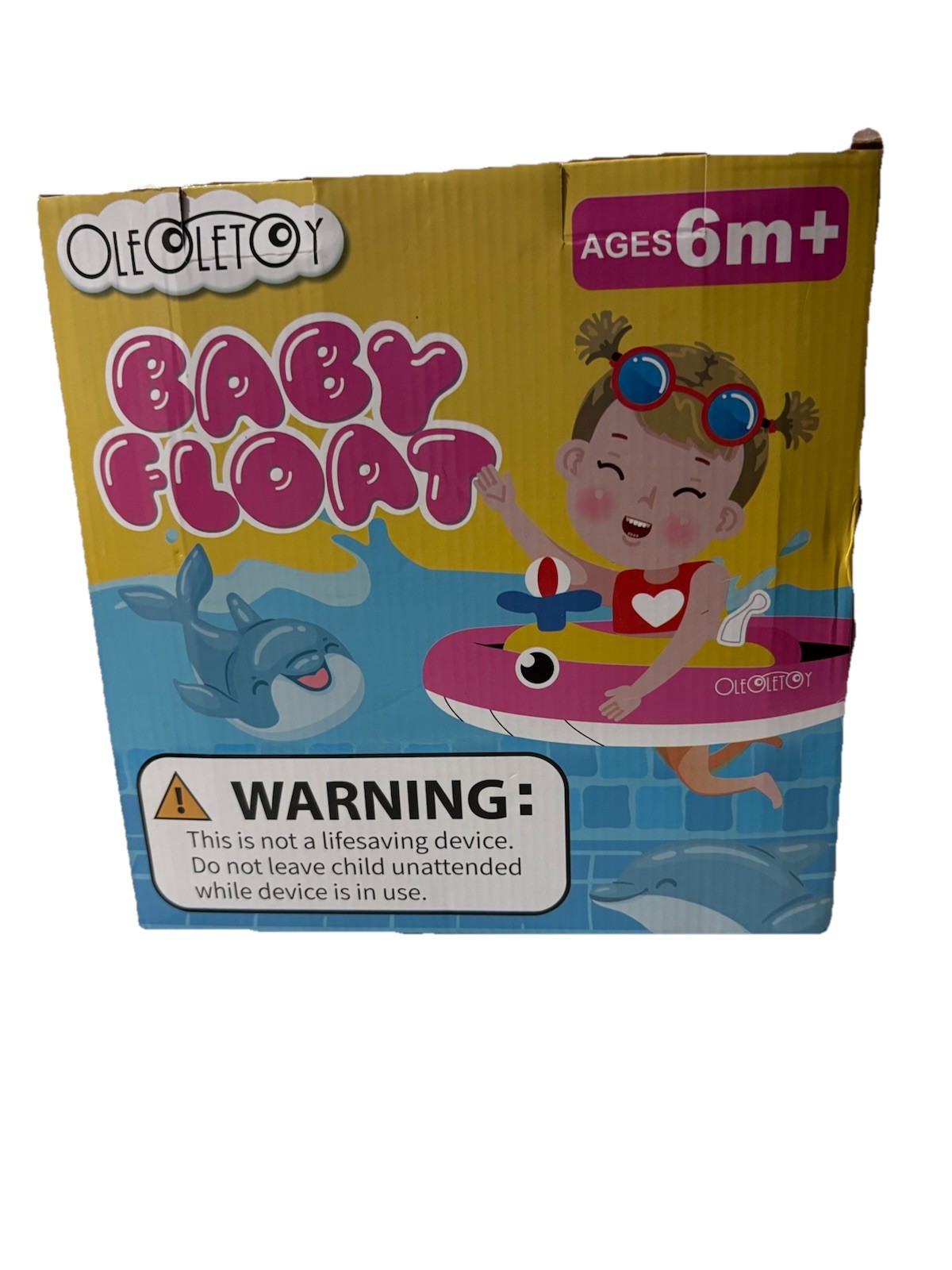 Anillo de natación OLEOLETOY bebé flotador rosa ballena para edades de 6 meses en adelante