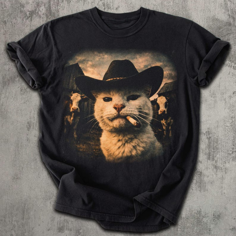 Funny Cowboy Cat T shirt, Meme Shirts, Cats Lover Gift, Gag Gifts