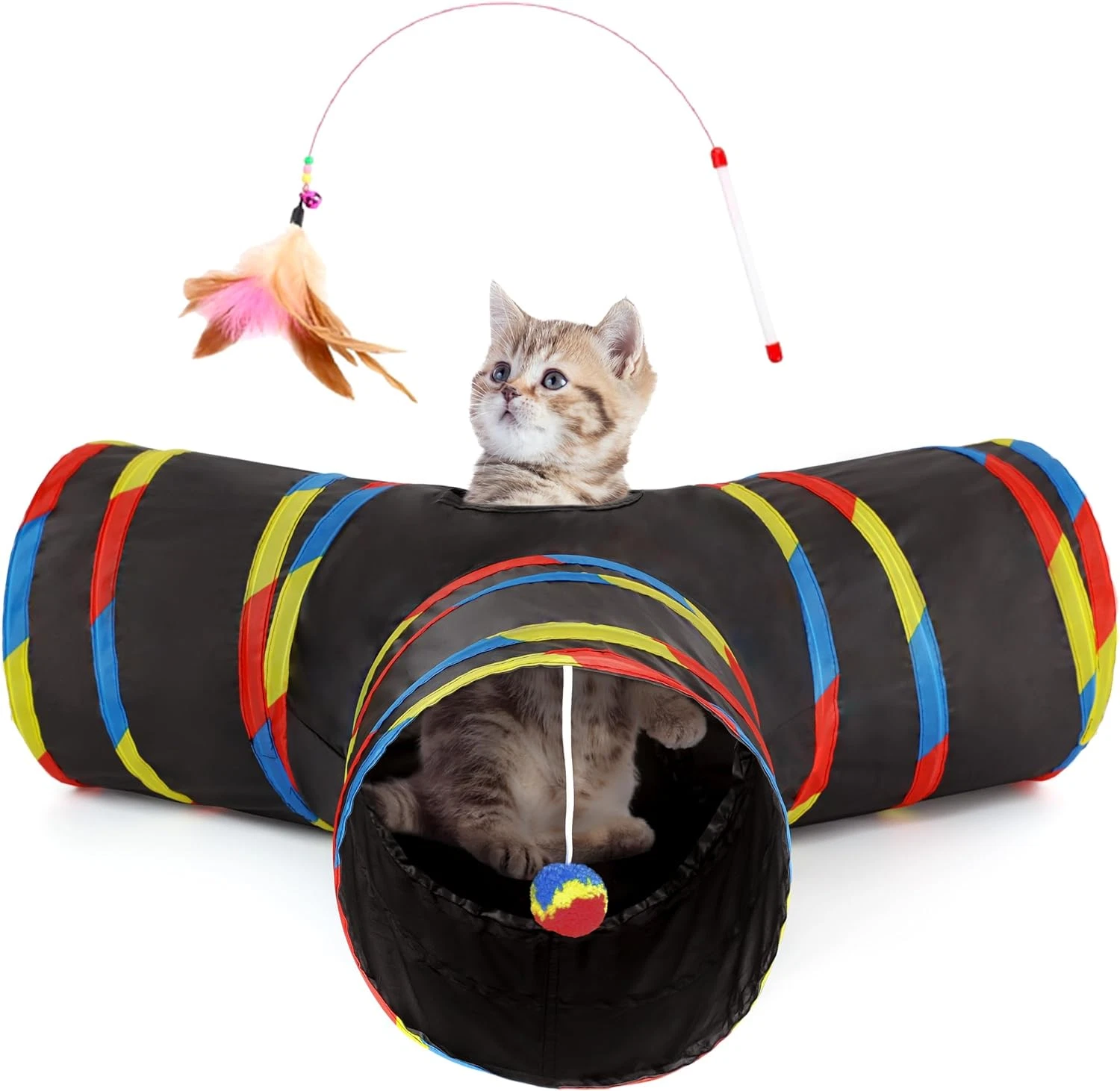 Pet Cat Tunnel Collapsible Toy, 3-Way Kitty Tunnel with Peek Hole & Ball - Indoo
Opens in a new wind