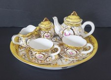 Vintage Crown Porcelain Miniature Tea Set With Tray