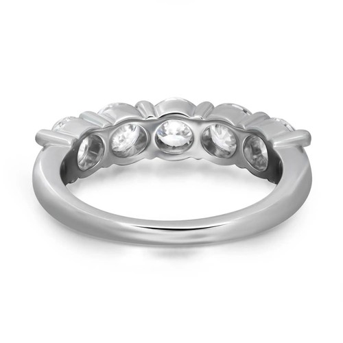 Round Cut Lab Grown Diamond Half Eternity Band Ring 14K White Gold 1.69Cttw - Picture 3 of 7
