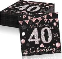 Geburtstagsdeko Servietten RoséGold 40 StüCk 33X33Cm Tischdeko FüR Frauen