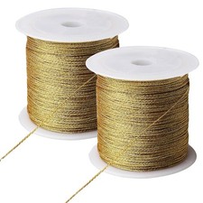 218 Yards/656 Feet Metallic Cord Gold Twine, 2 Spool Gold Thread String for Brac
