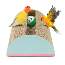 Parrot Cardboard Toy with Jingle Bells Bird Cage Perches MEDIUM size, brown