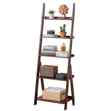 Ladder Shelf Bookcase, 5-Tier Leaning Bookshelf Free Standing Organizer Stora...