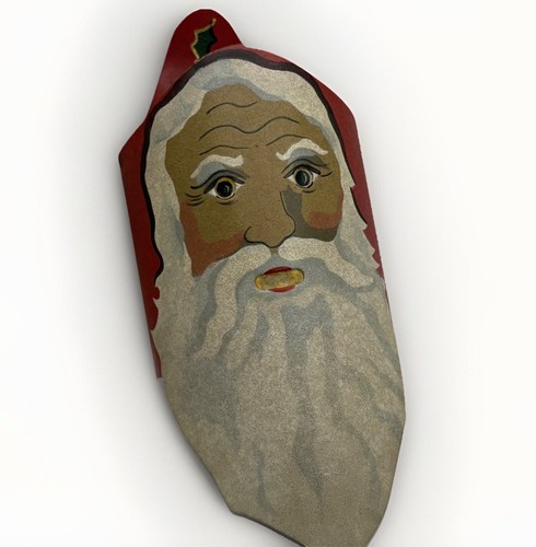 1988 Edna Young Folk Art Shadow Dancer Santa Father Christmas Metal Lantern Sign - Picture 2 of 5