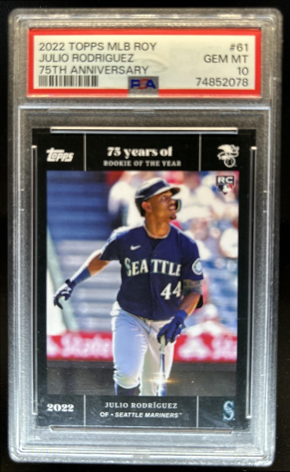 2022 Topps MLB Rookie of the Year 75th Anniversary Julio Rodriguez RC #61 PSA 10