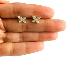 925 Solid Sterling Silver  Gold Plated Butterfly Earrings - 10mm x 8mm - ESE38