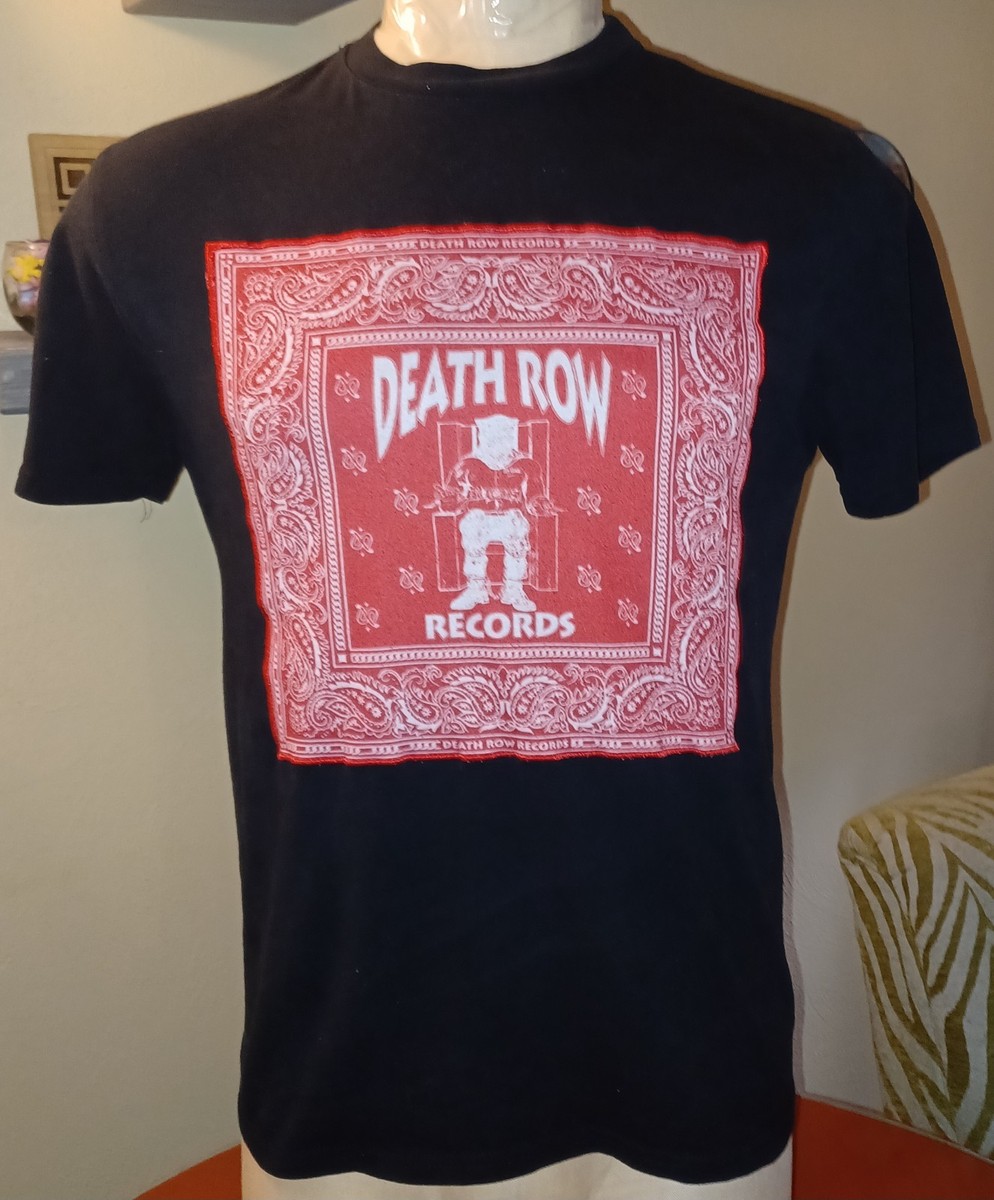 Death Row Records T Shirt Mens Medium Real Sewn Red Bandana Rap Snoop Tupac Dre
