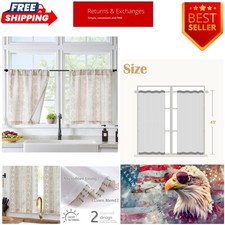 Farmhouse Style 2-Pack Boho Tier Curtains 26"W x 45"L - Light Filtering Privacy