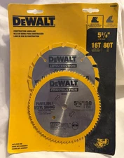 2 Pack Dewalt DW9053 5-3/8" x 78 Tooth Paneling & Vinyl Cutting Steel Saw Blade