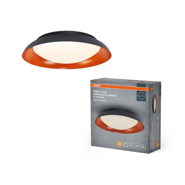 Led Deckenleuchte Schwarz Osram 3000K Click-Dim Ø43Cm Flur Deckenlampe Hobbyraum-image