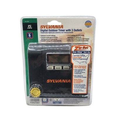 Sylvania Digital Outdoor Timer SA 210 w/ 3 Outlets 15 Amps Brand New