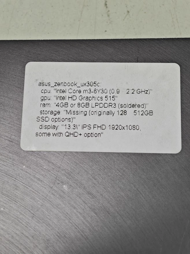 ASUS ZenBook UX305C Laptop - Nicht Funktioniert Für Teile - Bild 4 von 4