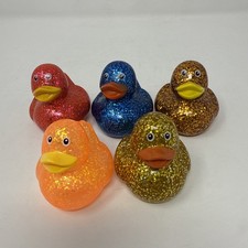 Glitter Rubber Duckies Lot of 5 Sparkly 2 Ducks Jeep Ducking, Party Favors Toys