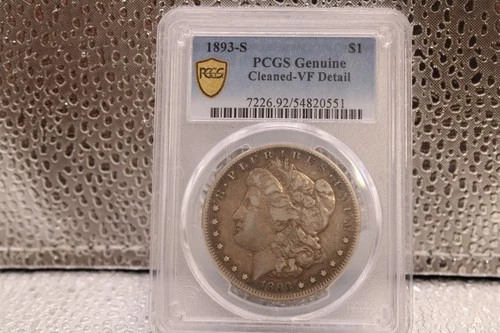 1893s Morgan Dollar Pcgs vf Detail Cleaned Key Date Very Rare
