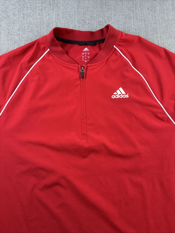 Adidas 1/4 Cremallera Pullover Para Hombre 3XL Golf Gimnasio Entrenamiento Rojo Informal Transpirable Foto 2 de 4