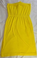 Vintage Terry Cloth Hawaiian Romper Yellow 30" W 33" L 1980s Elastic Waist Chest