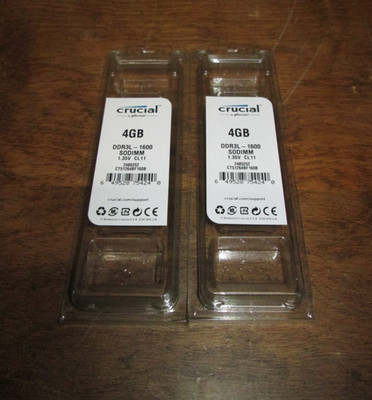 (NEW) CRUCIAL 8GB (2x4GB) PC3L-12800S DDR3L-1600 SODIMM Laptop Memory RAM