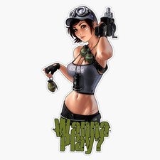 Grenade Girl - Wanna Play Vinyl Waterproof Sticker Decal Car Laptop Wall Window Grenade Girl - Wanna Play Vinyl Waterproof Sticker Decal Car Laptop Wall Window