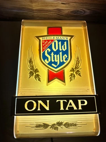 Vintage 80s Heileman's Old Style Logo On Tap Beer Light Up Sign Corded Electric