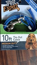 Pet Expert 10ft Medium Duty Dog Tie-Out Cable Vinyl Coated Aircraft Steel