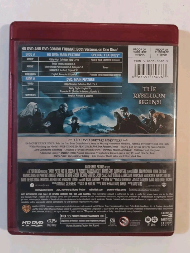 Harry Potter and the Order of the Phoenix (HD DVD/DVD, 2007) - Image 2 of 3
