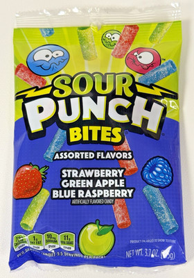 Sour Punch Bites Candy Assorted Sweet & Sour Fruit Flavors 3.7 oz Bag