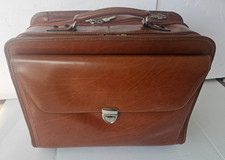 Jack Georges Cognac Italian Belting Leather Briefcase Wheeled Carry-on 520