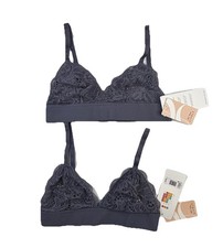 NWT All You Lively Long-line Smoke Charcoal Lace Bralette Size M Lot Of 2