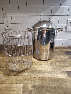 BELGIQUE Classique Asparagus Pot w/ Wire Basket & Lid Stainless Steel 4.5 QT