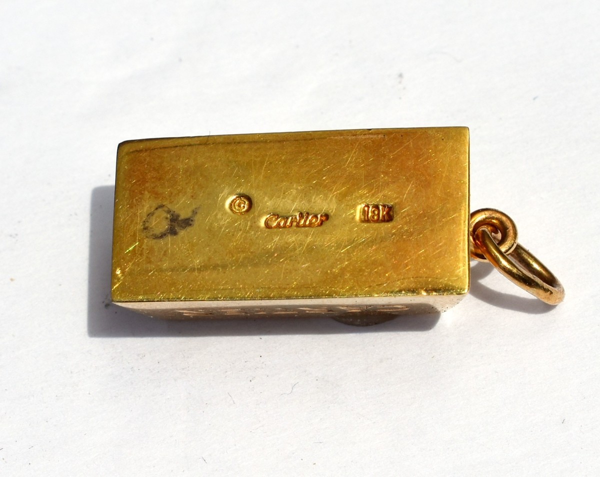 Cartier 18k Yellow Gold 1oz Ingot Bar Charm Pendant Vintage 1970s