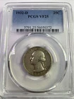 1932-D 25c Washington Quarter Denver Key Choice Very Fine PCGS VF 25