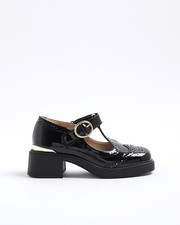 River Island Girls Mary Jane Shoes Black Heeled T-Bar Microfresh Memory Foam