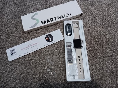 G62 Fitness Tracker Smart Watch With Extra Band - Silver Case - New Open Box