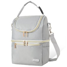 Breast Milk Cooler Travel Bag Double Compartment Fits 6 Baby Bottles 9 Ounce