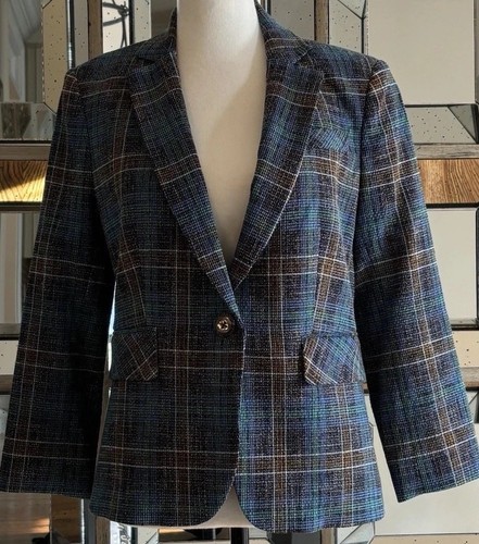 Veronica Beard Blue Multi Schoolboy Dickey Jacket SZ 0 New W/Tags Retail $650.