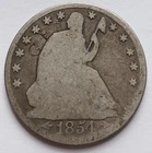 1854-O w/ Arrows Seated Liberty Silver Half Dollar Good Details Graffiti Damaged