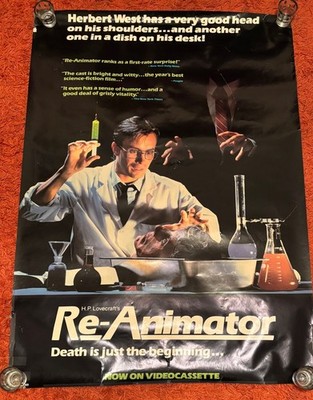 Vintage original RE-ANIMATOR cult horror poster 1985 41'' x 27'' NO REPRODUCTION!