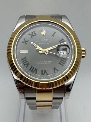 Rolex Datejust II 41mm 116333 18K Fluted Bezel Wimbledon Slate Green Dial Oyster