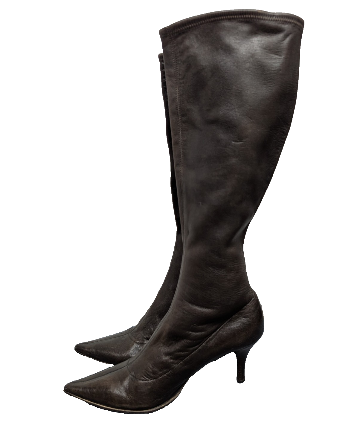 Sergio Rossi Leather Boots Womens EU 38.5 US 8 Vintage 90s Designer Pointed Toe